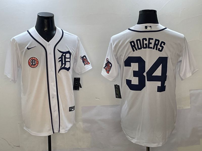 Men Detroit Tigers #34 Rogers White Game 2025 Nike MLB Jersey style 3115->detroit tigers->MLB Jersey